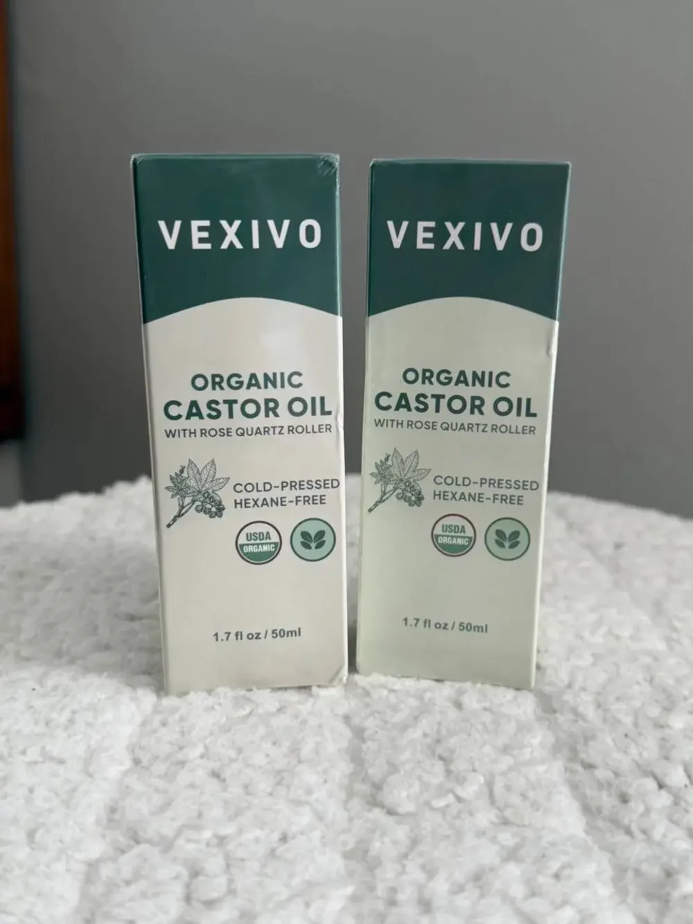 Vexivo Original 100% Organic Castor Oil ColdPressed With Rose Quartz Roller 50ml